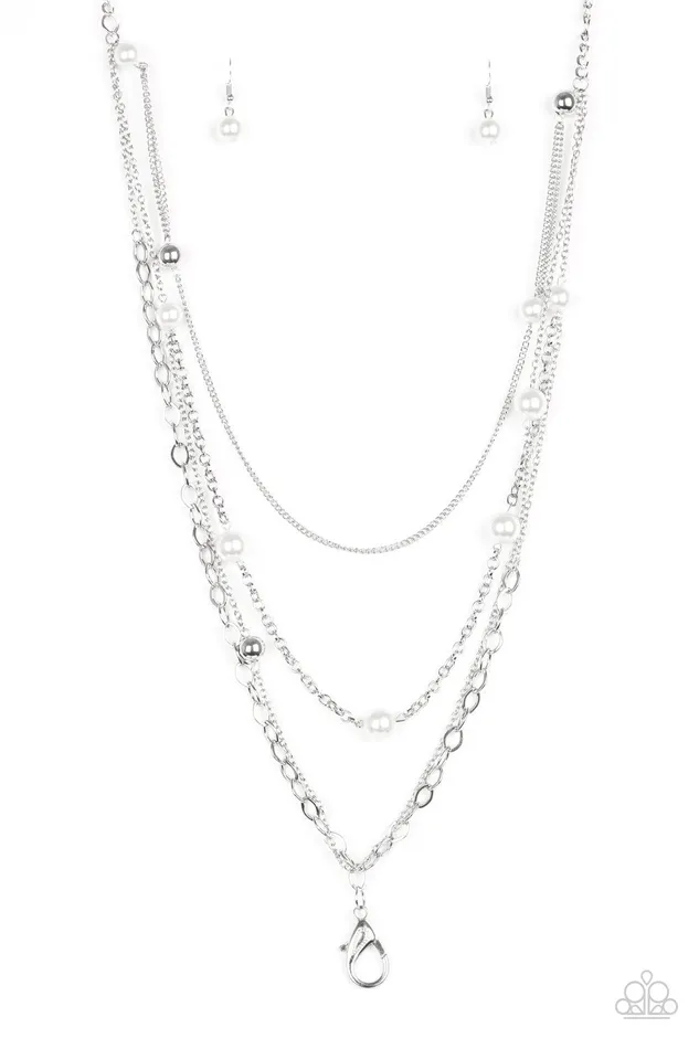 Paparazzi Jewelry Necklaces Paparazzi Necklace Glamour Grotto White Lanyard