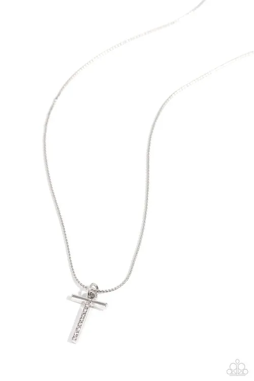 Paparazzi Jewelry Necklaces Paparazzi Necklace Letter of the Law White T White Paparazzi Jewelry Necklaces Paparazzi Necklace Letter of the Law White T White