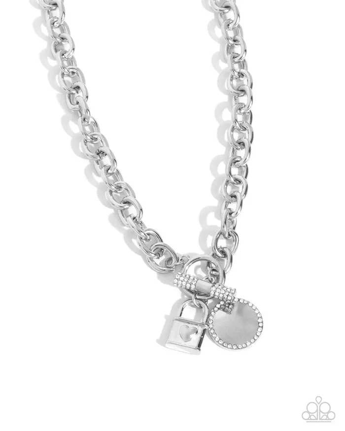 Paparazzi Jewelry Necklaces Paparazzi Necklace Locked Lady White Paparazzi Jewelry Necklaces Paparazzi Necklace Locked Lady White