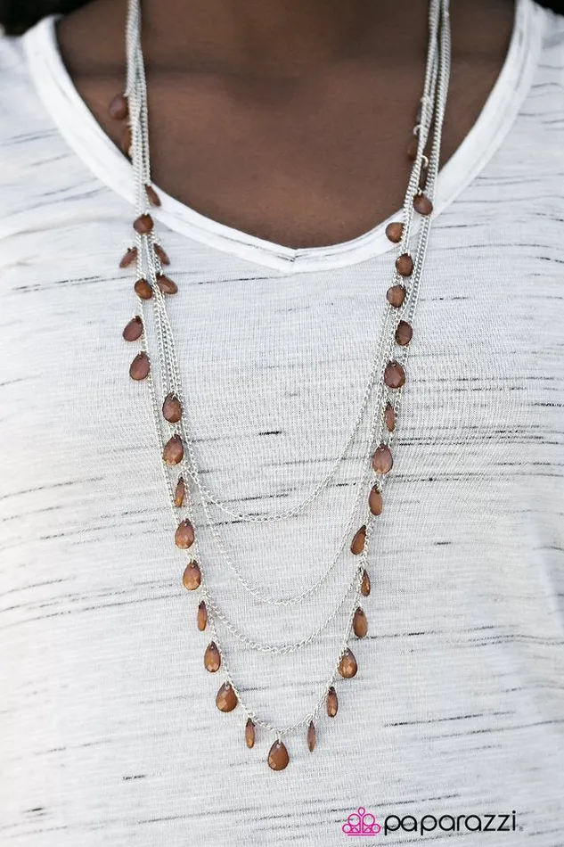 Paparazzi Jewelry Necklaces Paparazzi Necklace Summer Showers Brown