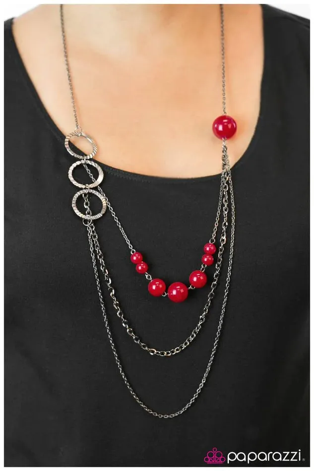 Paparazzi Jewelry Necklaces Paparazzi Necklace You Are Crimping My Style Red