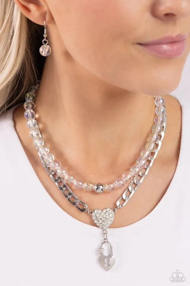 Paparazzi Jewelry Paparazzi Necklace Turn Back the LOCK White Necklaces