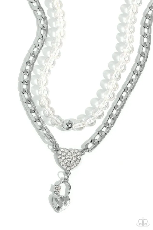 Paparazzi Jewelry Paparazzi Necklace Turn Back the LOCK White Necklaces Paparazzi Jewelry Paparazzi Necklace Turn Back the LOCK White Necklaces