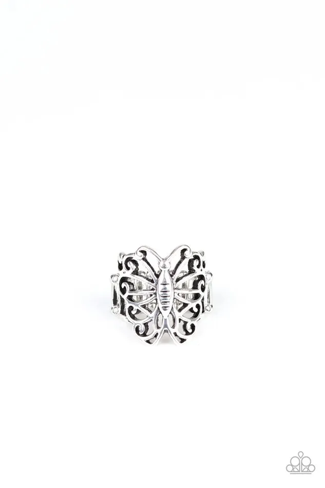 Paparazzi Jewelry Rings Paparazzi Ring Wouldnt Hurt a BUTTERFLY Silver Paparazzi Jewelry Rings Paparazzi Ring Wouldnt Hurt a BUTTERFLY Silver