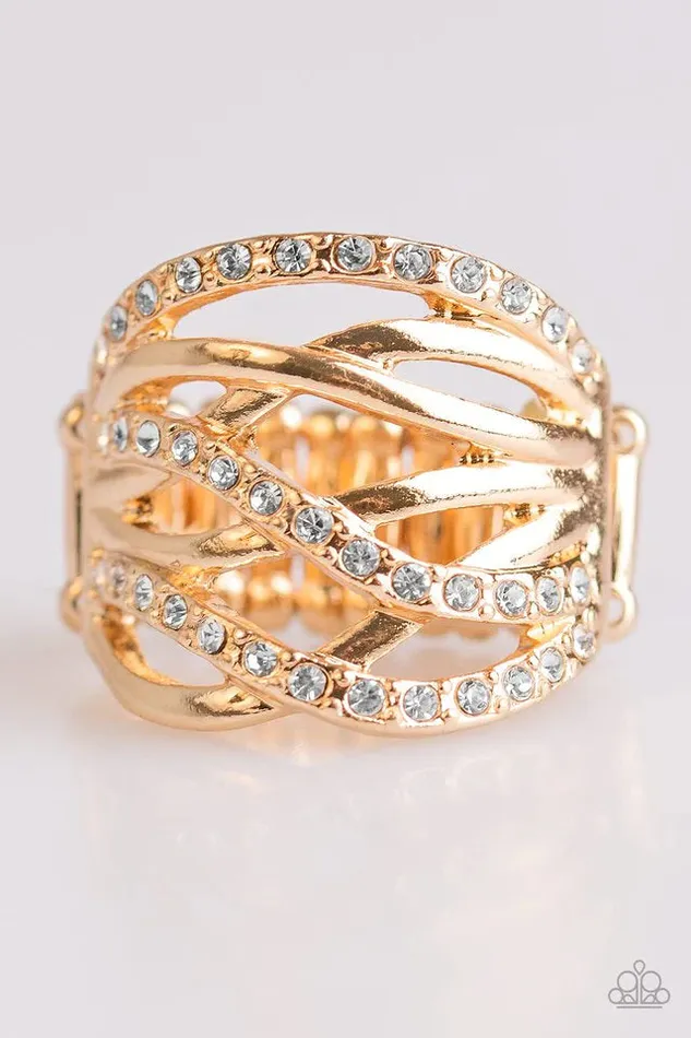 Paparazzi Jewelry Rings Paparazzi Ring Wrapped Up In Shimmer Gold