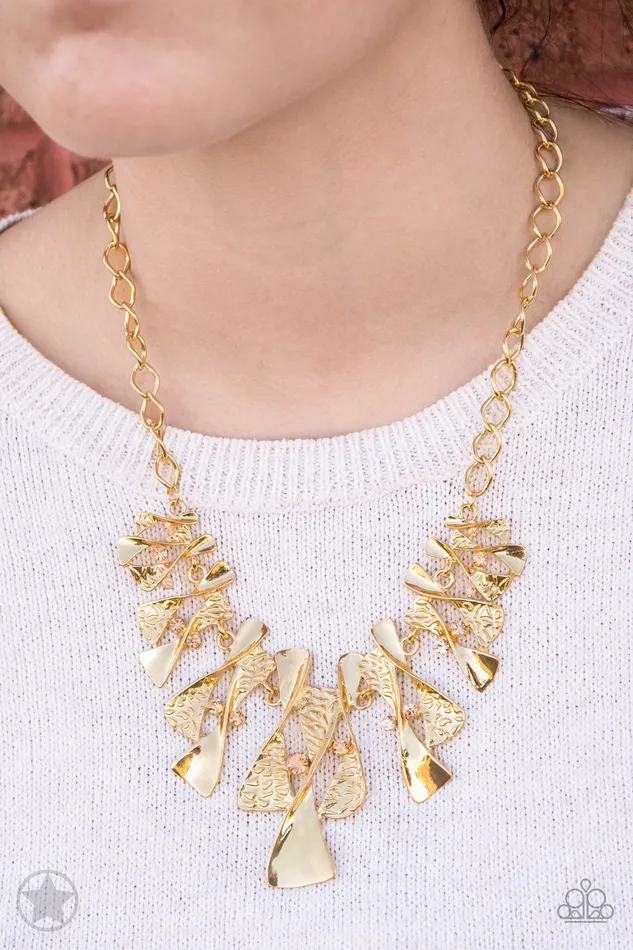 Paparazzi Necklace Blockbuster The Sands of Time Gold Paparazzi Jewelry Necklaces