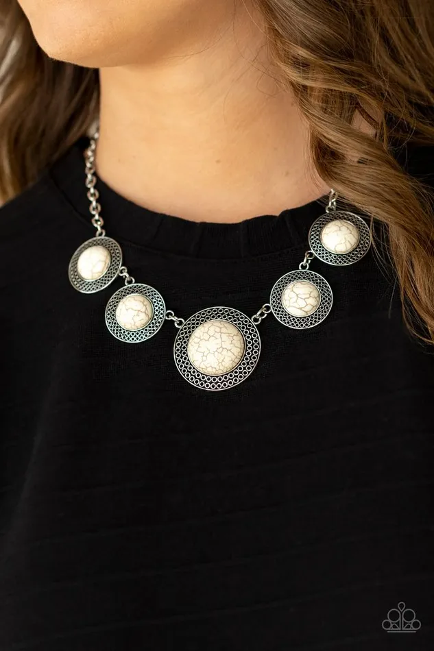 Paparazzi Necklace Circle The Wagons White Paparazzi Jewelry Necklaces