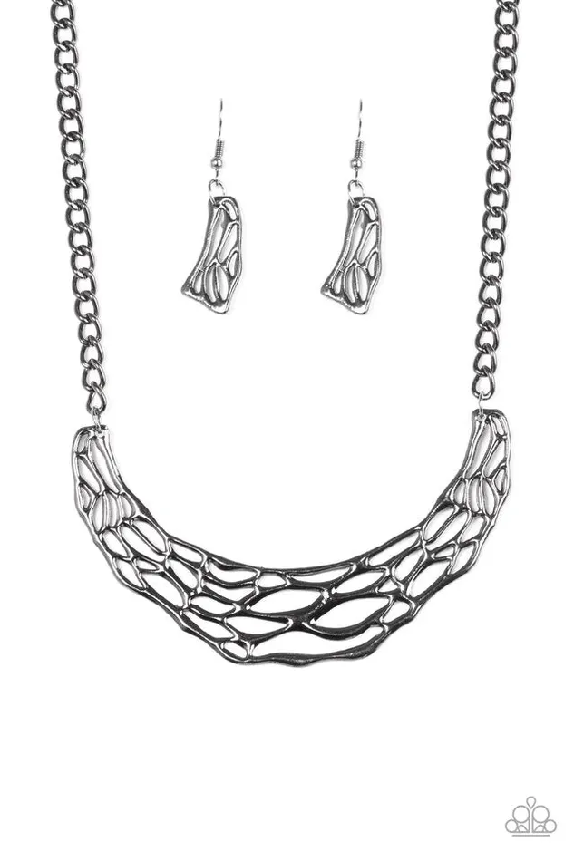 Paparazzi Necklace Fashionably Fractured Black Paparazzi Jewelry Necklaces