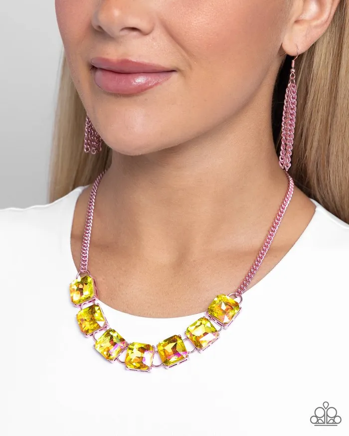 Paparazzi Necklace I SQUARE to Secrecy Pink Paparazzi Jewelry Necklaces