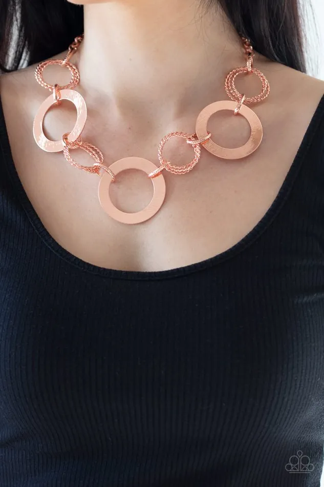 Paparazzi Necklace Ringed in Radiance Copper Paparazzi Jewelry Necklaces
