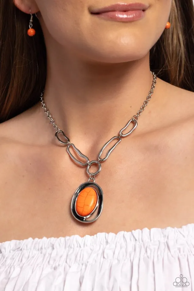 Paparazzi Necklace Sandstone Stroll Orange Paparazzi Jewelry Necklaces