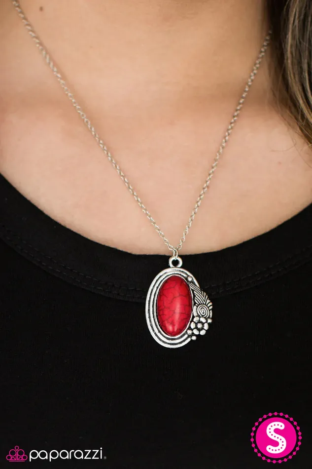 Paparazzi Necklace Western Wildflower Red Paparazzi Jewelry Necklaces