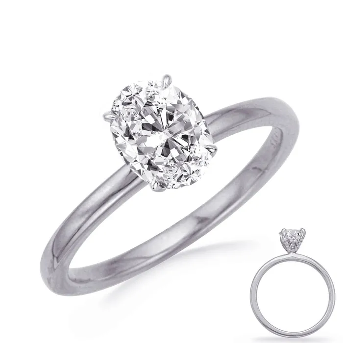 Rings 14K White Gold Semi Mount Ring with Diamond Oval Hidden Halo Engagement Collections Rings 14K White Gold Semi Mount Ring with Diamond Oval Hidden Halo Engagement Collections