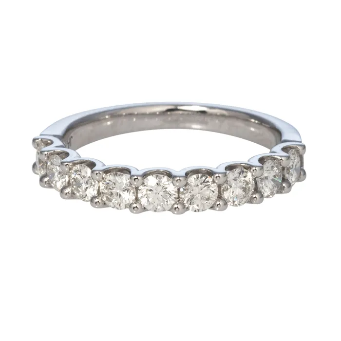 Rings 1ctw Round Diamond 9Stone 14K White Gold Band Croghans