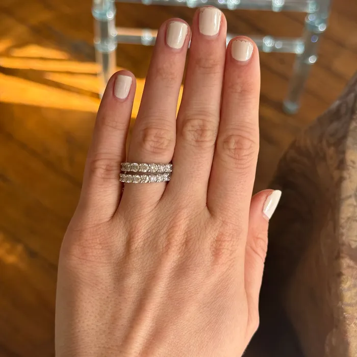 Rings 1ctw Round Diamond 9Stone 14K White Gold Band Croghans