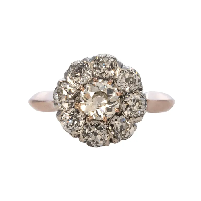 Rings Croghans Vintage Old Mine Cut Diamond Flower Cluster Engagement Ring Rings Croghans Vintage Old Mine Cut Diamond Flower Cluster Engagement Ring