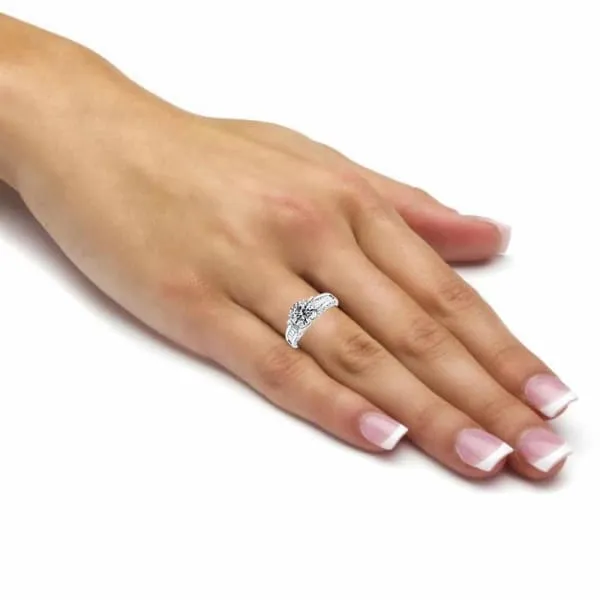 Rings Diamond Source NYC Diamond Engagement Ring Set in 14K White Gold 300ct tw Round Brilliant Baguette Natural Diamonds