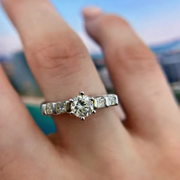 Rings Diamond Source NYC Engagement Ring with Center Round and Princess cut Diamond RN4900