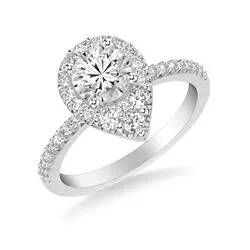 Rings Engagement Collections 14K White Gold Pear Halo for Round Center Diamond Semimount Ring Rings Engagement Collections 14K White Gold Pear Halo for Round Center Diamond Semimount Ring