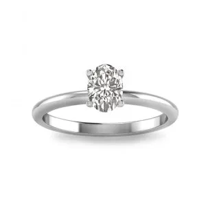 Rings Engagement Collections 14K White Gold Solitaire Ring for Oval Cut Diamond Rings Engagement Collections 14K White Gold Solitaire Ring for Oval Cut Diamond