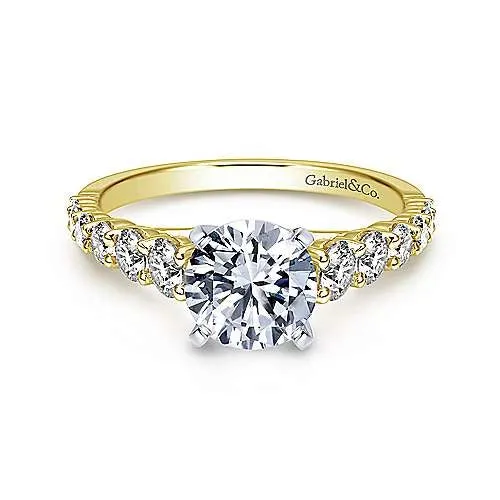 Rings Gabriel Co Gabriel Co Classic 14K WhiteYellow Gold Round Diamond Engagement Ring Rings Gabriel Co Gabriel Co Classic 14K WhiteYellow Gold Round Diamond Engagement Ring