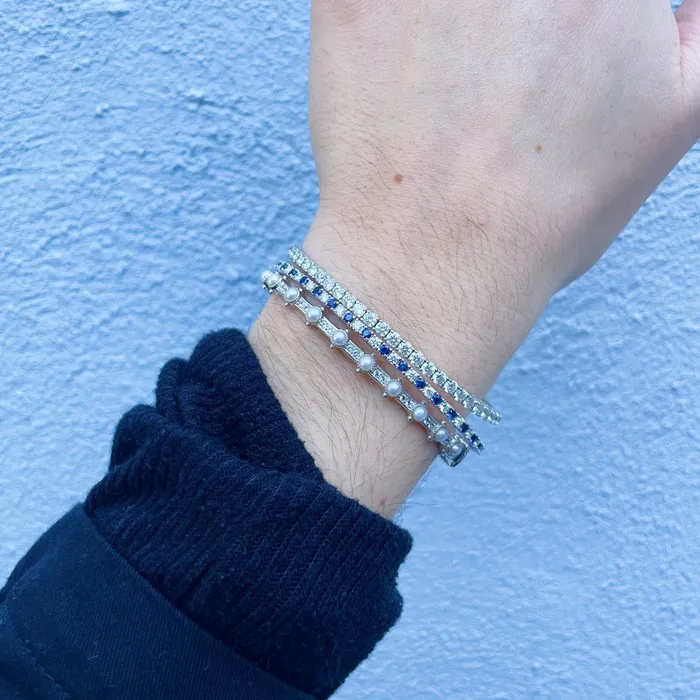 Rings Jude Frances Jude Frances Silver Delicate Lisse Pearl Bangle