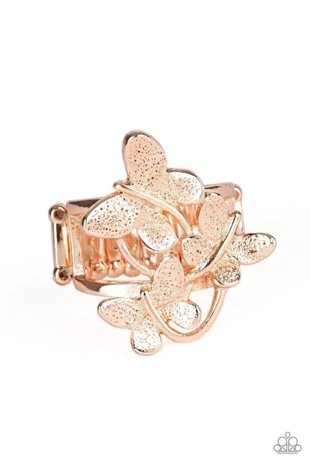 Rings Paparazzi Jewelry Paparazzi Ring Full Of Flutter Rose Gold