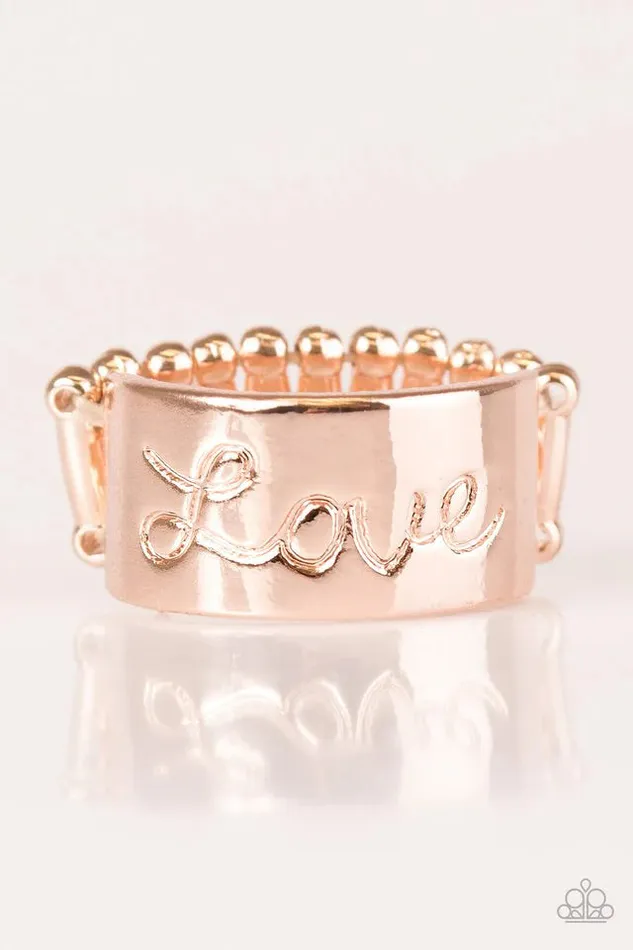 Rings Paparazzi Jewelry Paparazzi Ring Love Hard Rose Gold