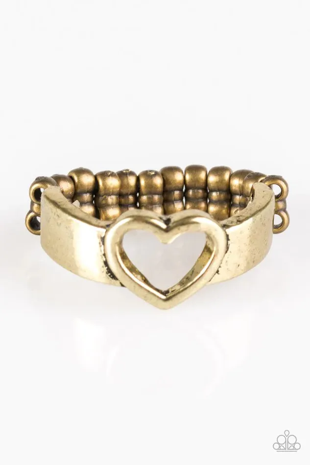 Rings Paparazzi Jewelry Paparazzi Ring Skipping Heartbeats Brass