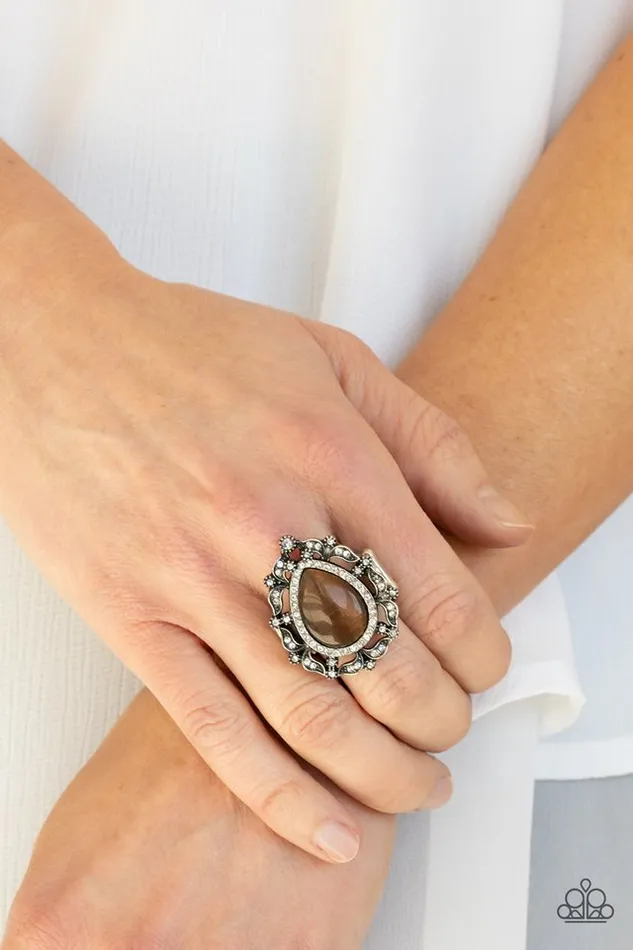Rings Paparazzi Ring Iridescently Icy Brown Paparazzi Jewelry