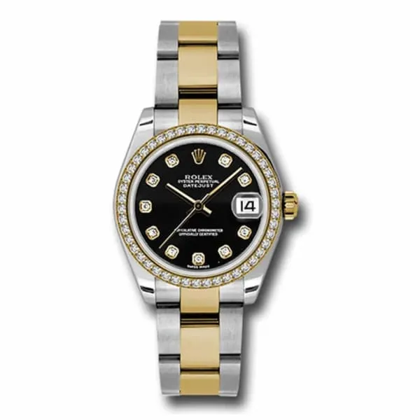 Rolex Bracelets Rolex Datejust 31mm Ref 178383 bkdo Black Diamond Dial Diamond Bezel Two Tone Stainless Steel 18K Yellow Gold Oyster Bracelet Womens Watch Rolex Bracelets Rolex Datejust 31mm Ref 178383 bkdo Black Diamond Dial Diamond Bezel Two Tone Stainless Steel 18K Yellow Gold Oyster Bracelet Womens Watch