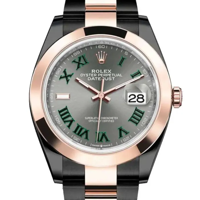 Rolex Bracelets Rolex Datejust 36mm Ref 1262010030 PVD Slate Grey Wimbledon Roman Dial Black PVD Stainless Steel Oyster Bracelet Watch