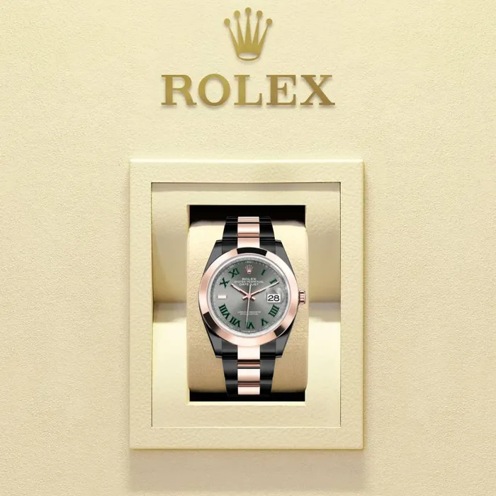 Rolex Bracelets Rolex Datejust 36mm Ref 1262010030 PVD Slate Grey Wimbledon Roman Dial Black PVD Stainless Steel Oyster Bracelet Watch