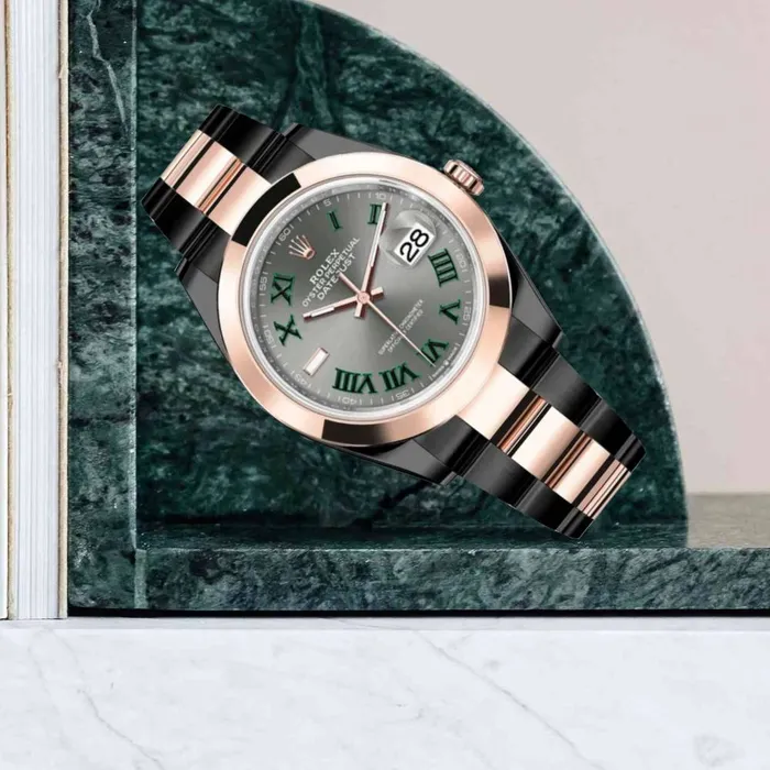 Rolex Bracelets Rolex Datejust 36mm Ref 1262010030 PVD Slate Grey Wimbledon Roman Dial Black PVD Stainless Steel Oyster Bracelet Watch