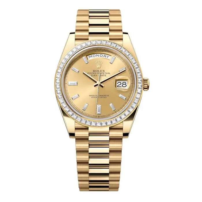 Rolex Bracelets Rolex Day Date 40mm Ref 228398tbr0002 Champagne Diamond Dial Diamond Bezel 18K Yellow Gold President Bracelet Mens Watch Rolex Bracelets Rolex Day Date 40mm Ref 228398tbr0002 Champagne Diamond Dial Diamond Bezel 18K Yellow Gold President Bracelet Mens Watch