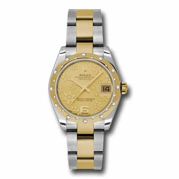 Rolex Datejust 31mm Ref 178343 chfo Champagne Floral Dial Diamond Bezel Two Tone Stainless Steel 18K Yellow Gold Oyster Bracelet Womens Watch Rolex Bracelets Rolex Datejust 31mm Ref 178343 chfo Champagne Floral Dial Diamond Bezel Two Tone Stainless Steel 18K Yellow Gold Oyster Bracelet Womens Watch Rolex Bracelets