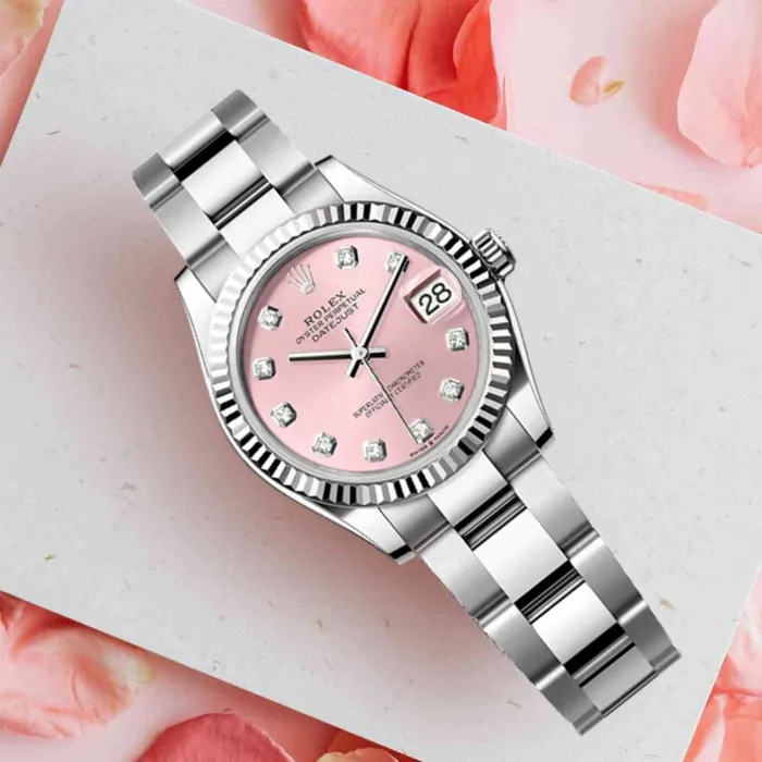Rolex Datejust 31mm Ref 2782740031 Pink Diamond Dial Stainless Steel Oyster Bracelet Womens Watch Rolex Bracelets