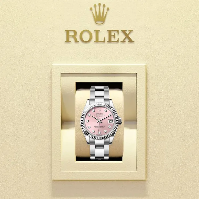 Rolex Datejust 31mm Ref 2782740031 Pink Diamond Dial Stainless Steel Oyster Bracelet Womens Watch Rolex Bracelets
