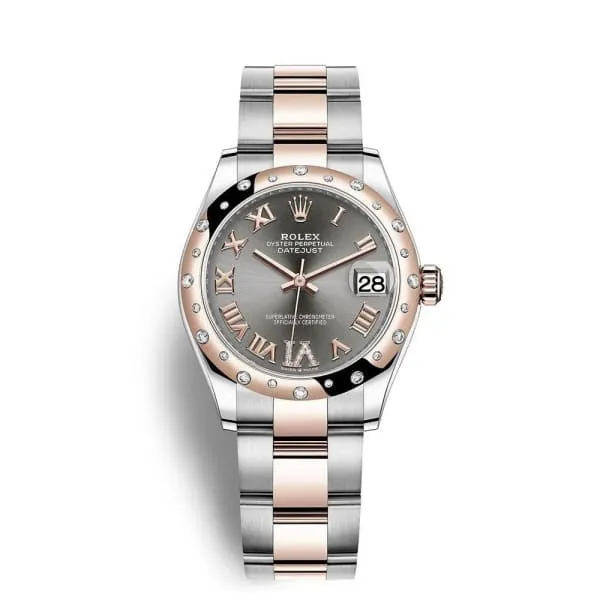 Rolex Datejust 31mm Ref 278341rbr0029 Slate Dark Grey Roman Diamond Dial Diamond Bezel Two Tone Stainless Steel 18K Rose Gold Oyster Bracelet Womens Watch Rolex Bracelets Rolex Datejust 31mm Ref 278341rbr0029 Slate Dark Grey Roman Diamond Dial Diamond Bezel Two Tone Stainless Steel 18K Rose Gold Oyster Bracelet Womens Watch Rolex Bracelets