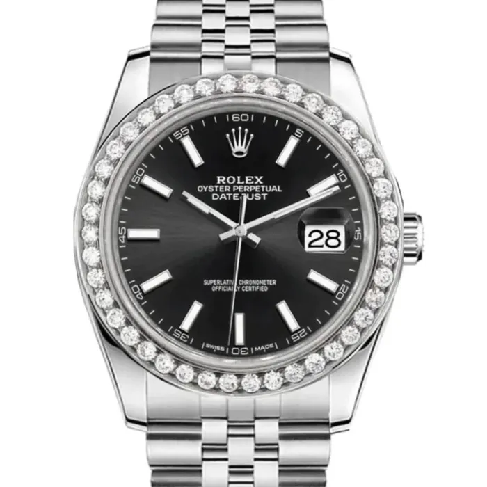 Rolex Datejust 41mm Ref 126300 Black Dial Diamond Bezel Stainless Steel Jubilee Bracelet Mens Watch Rolex Bracelets Rolex Datejust 41mm Ref 126300 Black Dial Diamond Bezel Stainless Steel Jubilee Bracelet Mens Watch Rolex Bracelets