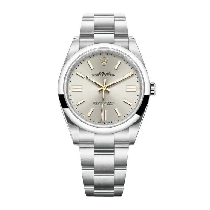 Rolex Oyster Perpetual 41mm Ref 1243000001 Silver Stick Dial Stainless Steel Oyster Bracelet Mens Watch Rolex Bracelets Rolex Oyster Perpetual 41mm Ref 1243000001 Silver Stick Dial Stainless Steel Oyster Bracelet Mens Watch Rolex Bracelets