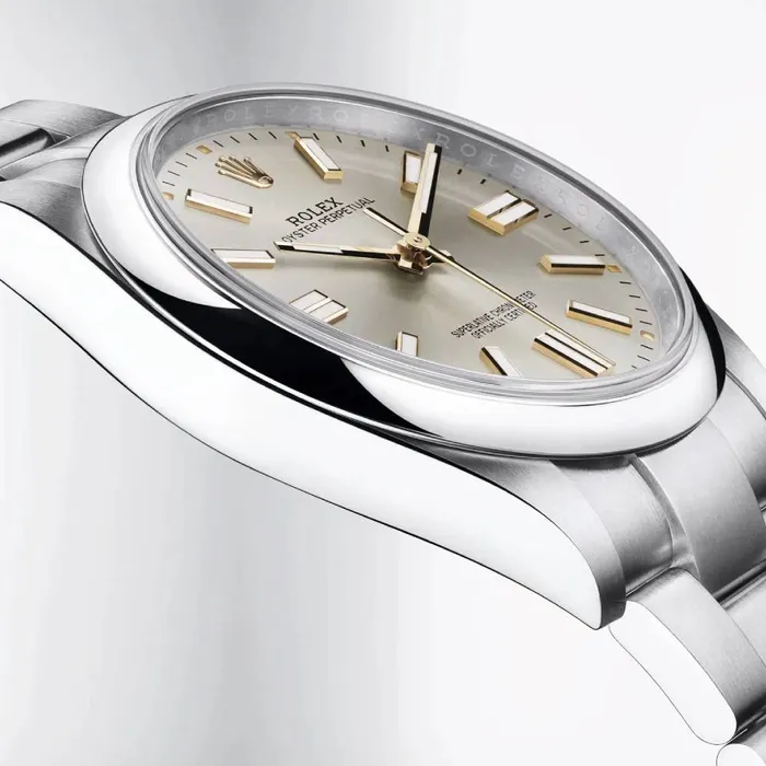 Rolex Oyster Perpetual 41mm Ref 1243000001 Silver Stick Dial Stainless Steel Oyster Bracelet Mens Watch Rolex Bracelets