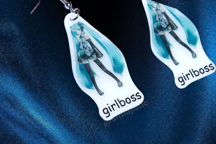 Sam Makes Things Hatsune Miku Girlboss Meme Handmade Earrings Earrings