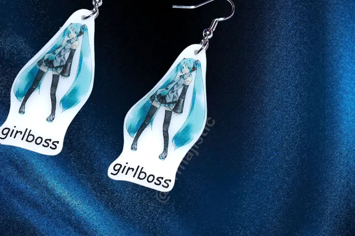 Sam Makes Things Hatsune Miku Girlboss Meme Handmade Earrings Earrings