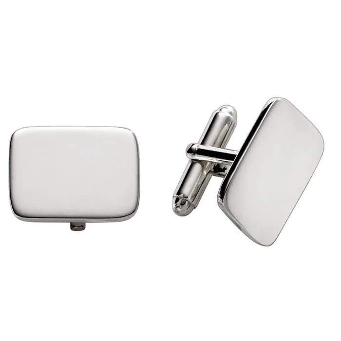 Sterling Silver Plain Rectangle Cushion Cufflinks Croghans Rings