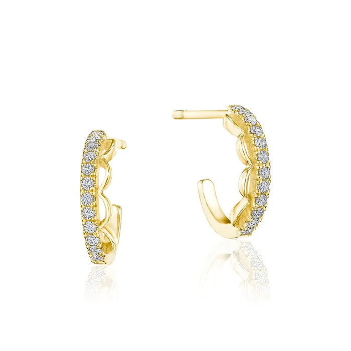 Tacori Crescent Bar 14K Yellow Gold French Pave Diamond Huggie Hoop Earrings Tacori Earrings Tacori Crescent Bar 14K Yellow Gold French Pave Diamond Huggie Hoop Earrings Tacori Earrings
