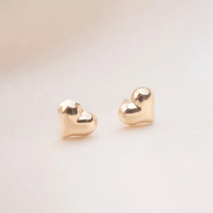 TheRoseGypsy Necklaces Gold Filled Puffy Heart Studs