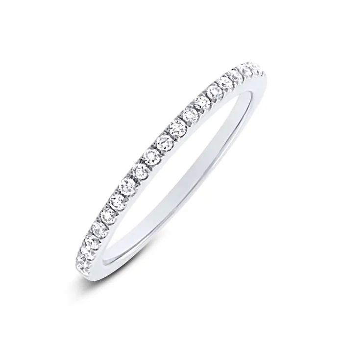 Wedding Bands Rings 14K White Gold Thin Diamond Band