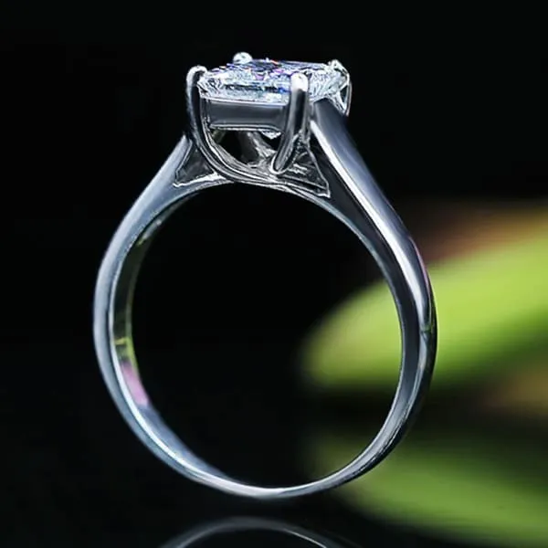 White Gold Engagement Ring with Solitaire 110ct Princess Cut Diamond RN12750 Diamond Source NYC Rings