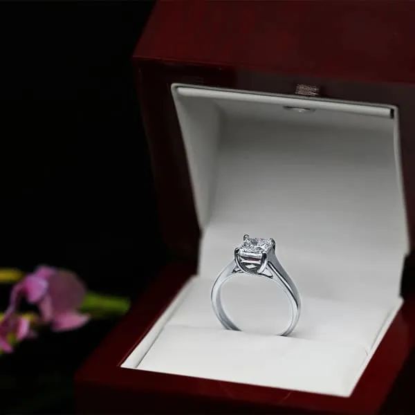 White Gold Engagement Ring with Solitaire 110ct Princess Cut Diamond RN12750 Diamond Source NYC Rings